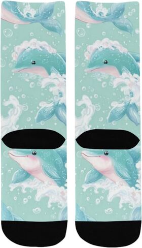 جوارب دولفين سوفي الخضراء اللطيفة للمشي لمسافات طويلة - جوارب شتوية حرارية سميكة دافئة للأولاد والبنات للمدرسة، والارتداء اليومي والأنشطة الخارجية in Kuwait