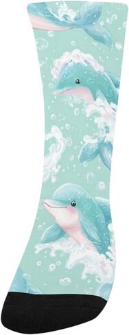 جوارب دولفين سوفي الخضراء اللطيفة للمشي لمسافات طويلة - جوارب شتوية حرارية سميكة دافئة للأولاد والبنات للمدرسة، والارتداء اليومي والأنشطة الخارجية in Kuwait