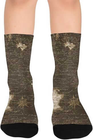 جوارب المشي لمسافات طويلة فنية بخريطة بحرية عتيقة - جوارب شتوية حرارية سميكة دافئة للأطفال الصغار للأولاد والبنات للمدرسة، والارتداء اليومي والأنشطة الخارجية in Kuwait