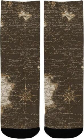 جوارب المشي لمسافات طويلة فنية بخريطة بحرية عتيقة - جوارب شتوية حرارية سميكة دافئة للأطفال الصغار للأولاد والبنات للمدرسة، والارتداء اليومي والأنشطة الخارجية in Kuwait