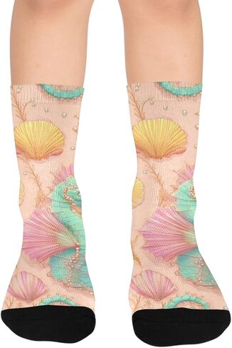 جوارب المشي لمسافات طويلة باللون الوردي الفاتح لفرس البحر - جوارب شتوية حرارية سميكة دافئة للأولاد والبنات للمدرسة، والارتداء اليومي والأنشطة الخارجية in Kuwait