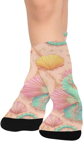 جوارب المشي لمسافات طويلة باللون الوردي الفاتح لفرس البحر - جوارب شتوية حرارية سميكة دافئة للأولاد والبنات للمدرسة، والارتداء اليومي والأنشطة الخارجية in Kuwait