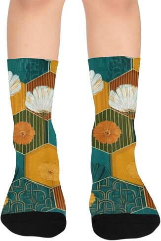 جوارب المشي لمسافات طويلة بتصميم حديقة باللون الأزرق المخضر - جوارب شتوية حرارية سميكة دافئة للأطفال الصغار للأولاد والبنات للمدرسة، والارتداء اليومي والأنشطة الخارجية in Kuwait