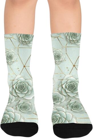 جوارب التنزه سيرًا على الأقدام باللون الأخضر العصاري - جوارب شتوية حرارية سميكة دافئة للأولاد والبنات الصغار للمدرسة، والارتداء اليومي والأنشطة الخارجية in Kuwait