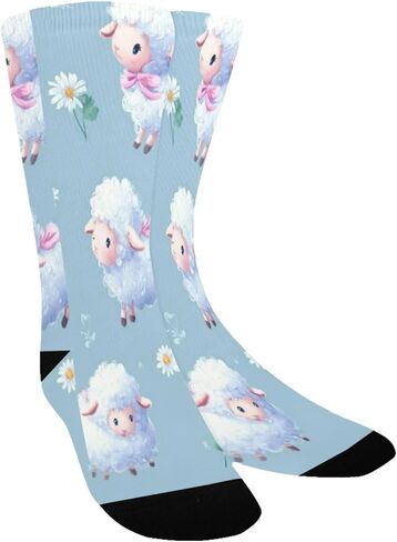 جوارب لطيفة للتنزه سيرًا على الأقدام بطبعة خروف باستيل - جوارب شتوية حرارية سميكة دافئة للأولاد والبنات الصغار للمدرسة، والارتداء اليومي والأنشطة الخارجية in Kuwait