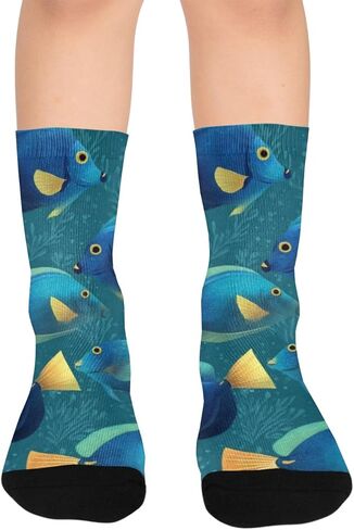 جوارب Blue Reef Fish Dark للمشي لمسافات طويلة - جوارب شتوية حرارية سميكة دافئة للأولاد والبنات الصغار للمدرسة، والارتداء اليومي والأنشطة الخارجية in Kuwait