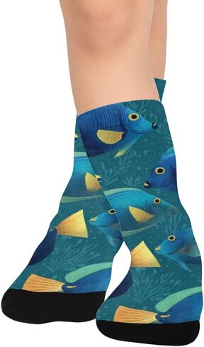 جوارب Blue Reef Fish Dark للمشي لمسافات طويلة - جوارب شتوية حرارية سميكة دافئة للأولاد والبنات الصغار للمدرسة، والارتداء اليومي والأنشطة الخارجية in Kuwait