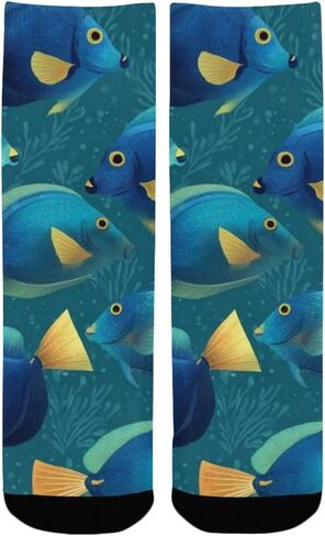 جوارب Blue Reef Fish Dark للمشي لمسافات طويلة - جوارب شتوية حرارية سميكة دافئة للأولاد والبنات الصغار للمدرسة، والارتداء اليومي والأنشطة الخارجية in Kuwait