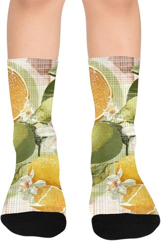 جوارب Art Citrus Medley Lemon للمشي لمسافات طويلة - جوارب شتوية حرارية سميكة دافئة للأولاد والبنات للمدرسة، والارتداء اليومي والأنشطة الخارجية in Kuwait