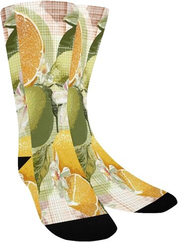 جوارب Art Citrus Medley Lemon للمشي لمسافات طويلة - جوارب شتوية حرارية سميكة دافئة للأولاد والبنات للمدرسة، والارتداء اليومي والأنشطة الخارجية in Kuwait