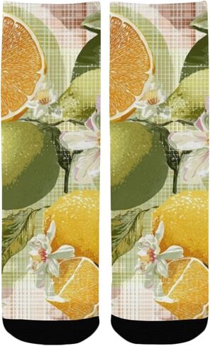 جوارب Art Citrus Medley Lemon للمشي لمسافات طويلة - جوارب شتوية حرارية سميكة دافئة للأولاد والبنات للمدرسة، والارتداء اليومي والأنشطة الخارجية in Kuwait