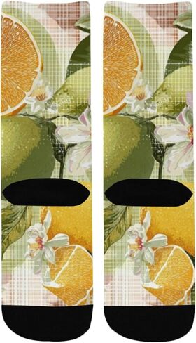 جوارب Art Citrus Medley Lemon للمشي لمسافات طويلة - جوارب شتوية حرارية سميكة دافئة للأولاد والبنات للمدرسة، والارتداء اليومي والأنشطة الخارجية in Kuwait