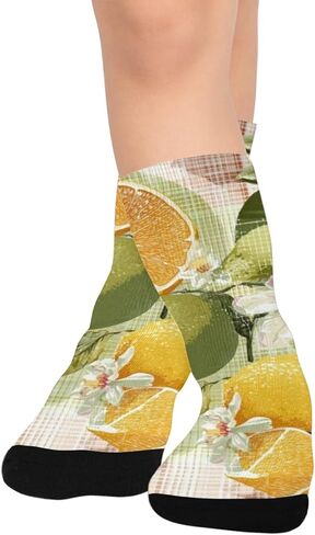 جوارب Art Citrus Medley Lemon للمشي لمسافات طويلة - جوارب شتوية حرارية سميكة دافئة للأولاد والبنات للمدرسة، والارتداء اليومي والأنشطة الخارجية in Kuwait