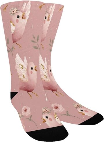 جوارب المشي لمسافات طويلة بنمط الطيور الوردية - جوارب شتوية سميكة دافئة للأولاد والبنات الصغار للمدرسة، والارتداء اليومي والأنشطة الخارجية in Kuwait