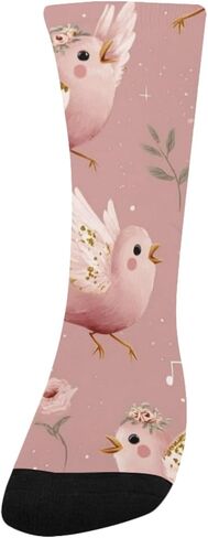 جوارب المشي لمسافات طويلة بنمط الطيور الوردية - جوارب شتوية سميكة دافئة للأولاد والبنات الصغار للمدرسة، والارتداء اليومي والأنشطة الخارجية in Kuwait