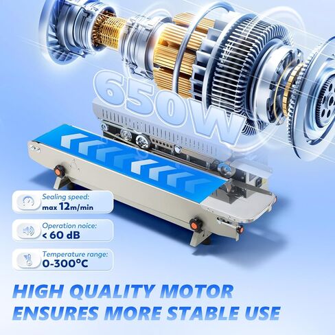 Automatic Continuous Bag Sealer, 0.24-0.47 in Seal Width with Digital Temperature Control/Emergency Stop Automatic Coffee Bag Sealer for Plastic Bags, Cookie, Food Storage, Bakery in Saudi Arabia