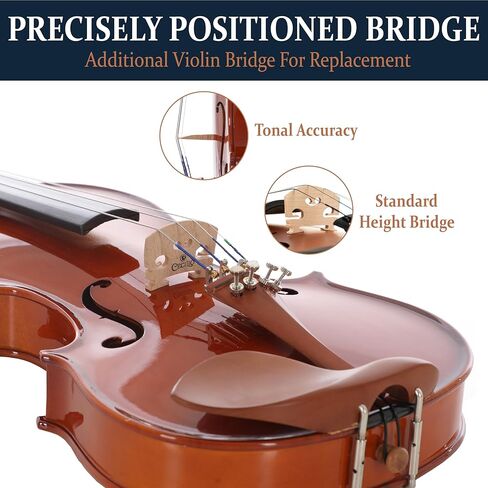 Cecilio Violin Solidwood Violin with 2 Brazilwood Bows, Rosin, Tuner, Shoulder Rest & Lesson Book – Ideal for Beginners, Size 3/4 in Kuwait