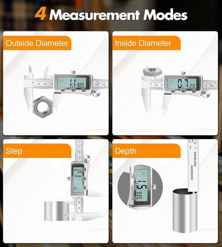LuxBlue Digital Calipers Measuring Tool 6 Inch | Rechargeable Digital Vernier Caliper with Backlit LCD Screen, Auto-Off | Inch/MM/Fraction Easy Conversion, Stainless Steel Electronic Caliper for DIY in Saudi Arabia