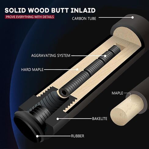 عصا القفز من ألياف الكربون مقاس 49 بوصة من EAGLEKING، عصا قفز البلياردو الاحترافية 1/3 مع رأس كسر كهربائي من الكربون لحمام السباحة/أسود 8 و9 كرات in Kuwait