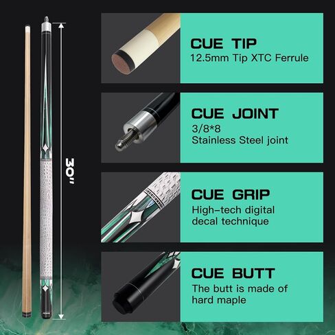 58" One Piece Pool Cue Stick with 12.5 MM Tip, Weight 20 OZ, Hardwood Canadian Maple Professional Billiard Cue Stick in Kuwait