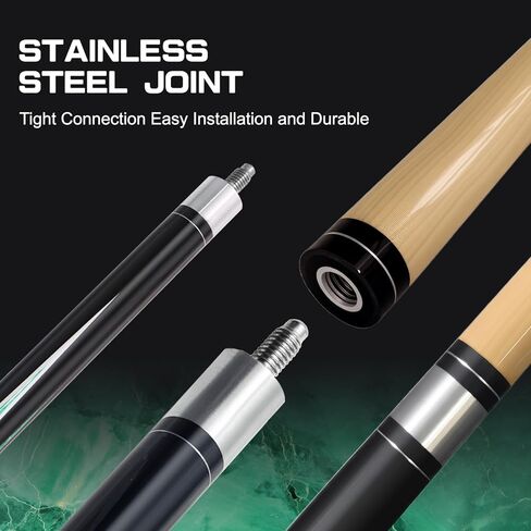 58" One Piece Pool Cue Stick with 12.5 MM Tip, Weight 20 OZ, Hardwood Canadian Maple Professional Billiard Cue Stick in Kuwait