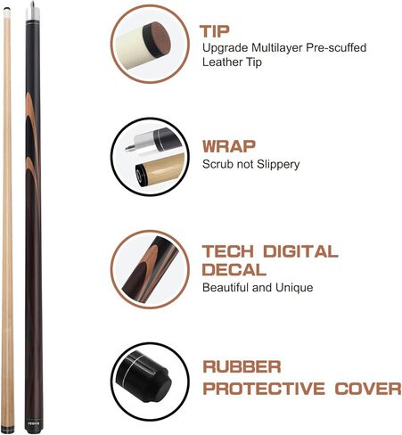 Pool Cues Sticks Made of Premium Maple Wood, 58" Billiard House Bar Pool Cue Sticks for Professional Billiard Players with Pool Cue Case, Includes 2 Extra Chalk in Kuwait