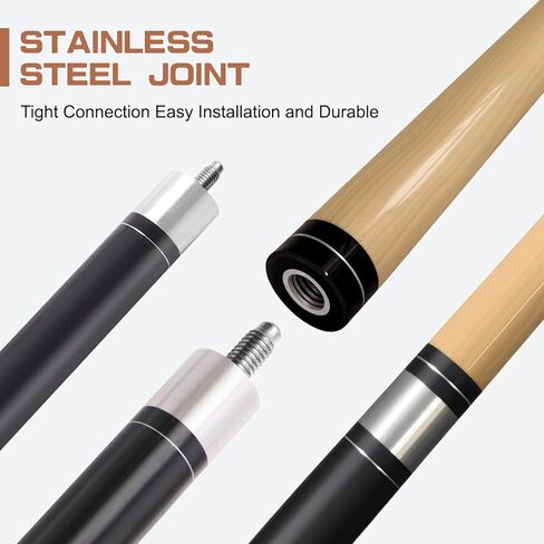 Pool Cues Sticks Made of Premium Maple Wood, 58" Billiard House Bar Pool Cue Sticks for Professional Billiard Players with Pool Cue Case, Includes 2 Extra Chalk in Kuwait