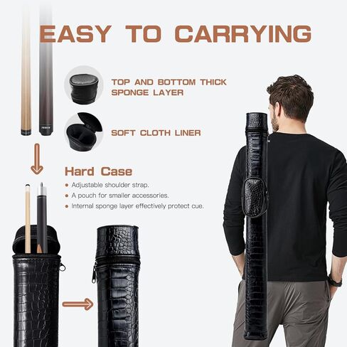 Pool Cues Sticks Made of Premium Maple Wood, 58" Billiard House Bar Pool Cue Sticks for Professional Billiard Players with Pool Cue Case, Includes 2 Extra Chalk in Kuwait