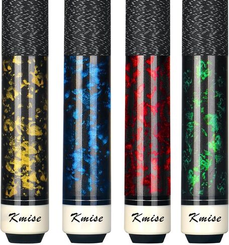 Kmise Pool Cue Stick Set of 4, New Upgraded Irish Linen Wire Grip, Canadian Maple Professional Pool Cues 21oz, 4 Colors Optional (Blue, Green, Red, Yellow in Kuwait