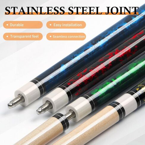 Kmise Pool Cue Stick Set of 4, New Upgraded Irish Linen Wire Grip, Canadian Maple Professional Pool Cues 21oz, 4 Colors Optional (Blue, Green, Red, Yellow in Kuwait