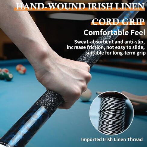 Kmise Pool Cue Stick Set of 4, New Upgraded Irish Linen Wire Grip, Canadian Maple Professional Pool Cues 21oz, 4 Colors Optional (Blue, Green, Red, Yellow in Kuwait