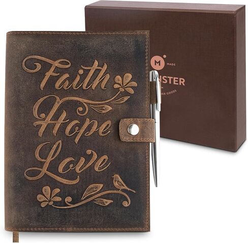 moonster Leather Journal Refillable Notebook, Writing Journal for Women, Embossed Bible Journal Leather Notebook Cover with Pen, Leather Bound Womens Journal - Lined Paper Vintage Travel Journal in Kuwait