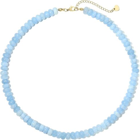 قلادات من الزعان الأبرز للنساء ، حبة الأحجار الكريمة قلادة الحجر الطبيعي قلادة بوهو المصنوعة يدويًا شاطئًا هدية مجوهرات عصرية in Kuwait