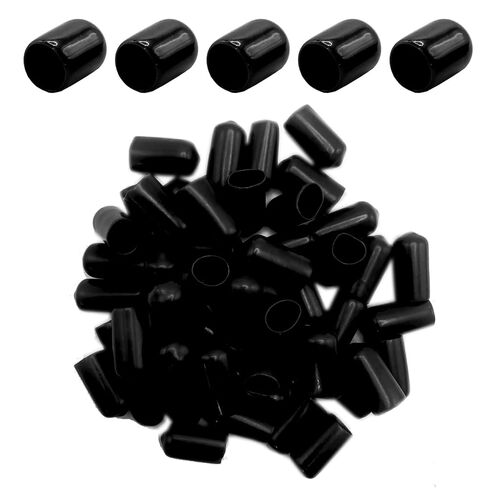50Pcs Rubber End Caps ID 11mm (7/16 inch) Black Flexible Protective Caps Soft Elastic Dustproof Cover for Rod Tube Screw Bolt in Kuwait