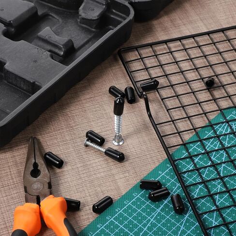 50PCS Black Round Rubber End Caps, 1/4 Inch 6.5mm Bolt Screw Thread Protector Cover Flexible Safety Tip Caps for Screw, Pipes, Rods, Cables in Kuwait