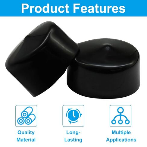4 Pack 3 Inch Rubber End Caps, Flexible Rubber Cap PVC Plastic Plugs, Black Vinyl Covers Screw Thread Protectors Bolt Covers for Round Holes/Furniture Pipe/Dock Poles in Kuwait