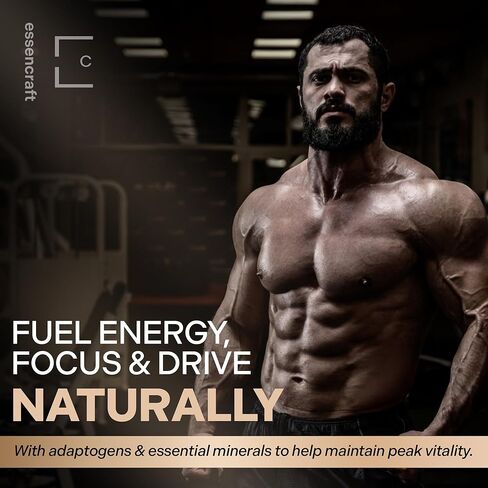 Essencraft Atlas X Testosterone Supplement for Men – 10-in-1 Natural Testosterone Booster & Muscle Booster w/Shilajit, Zinc, Tongkat Ali, & More (120 Capsules) in Saudi Arabia
