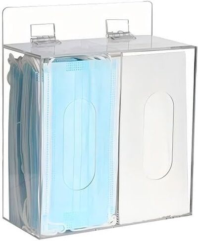 صندوق توزيع قناع الوجه من الأكريليك، حامل قفازات بجزئين، حامل قناع شفاف بغطاء، تخزين قناع أكريليك للاستعمال مرة واحدة على الحائط، منظم طبي in Kuwait