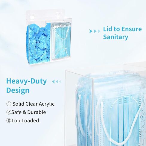 صندوق توزيع قناع الوجه من الأكريليك، حامل قفازات بجزئين، حامل قناع شفاف بغطاء، تخزين قناع أكريليك للاستعمال مرة واحدة على الحائط، منظم طبي in Kuwait