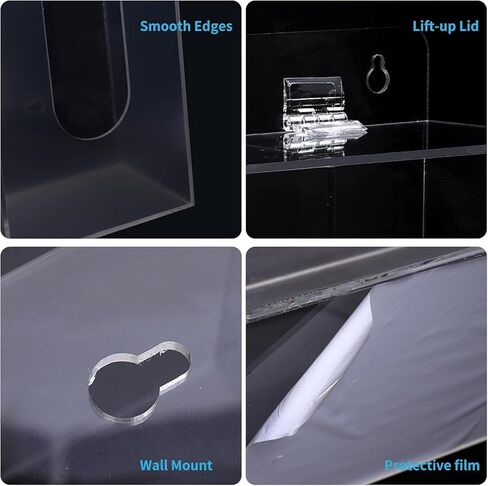 صندوق توزيع قناع الوجه من الأكريليك، حامل قفازات بجزئين، حامل قناع شفاف بغطاء، تخزين قناع أكريليك للاستعمال مرة واحدة على الحائط، منظم طبي in Kuwait