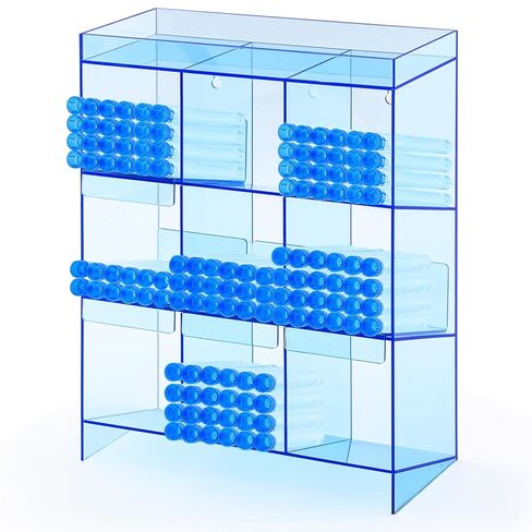 قطعتان من رف الأنبوب الأزرق الشفاف مع 9 حجرات و4 صواني قابلة للسحب مقاس 16 × 12 × 5.5 بوصة حامل أنبوب كبير مثبت على الحائط ومنظم مختبر على سطح الطاولة للتخزين in Saudi Arabia