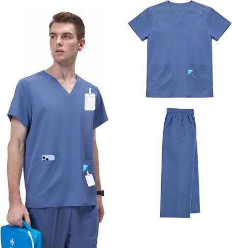 مجموعة فرك للرجال ، والزي الرسمي لغرفة العمليات ، وأعلى ملائمة السراويل وسروالها مع جيوب in Kuwait