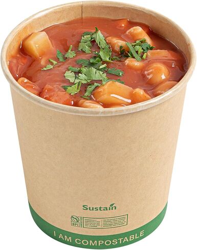 حاويات حساء ورقية من Restaurantware، 25 عبوة من 24 أونصة للاستعمال مرة واحدة من كرافت لتقديم الحساء الساخن، حاويات طعام قابلة للتكديس وقابلة للتسميد ومضادة للتسرب ومعتمدة من BPI للنودلز والمعكرونة والحلويات in Saudi Arabia