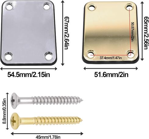 Electric Guitar Neck Plate with Crews Reinforce Board 4 Pack Guitar Neck Joint Plates with Mounting Screws for Strat Tele Style Electric Guitar Bass (2*Silver+2*Gold) in Saudi Arabia