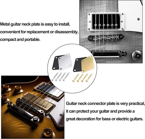 Electric Guitar Neck Plate with Crews Reinforce Board 4 Pack Guitar Neck Joint Plates with Mounting Screws for Strat Tele Style Electric Guitar Bass (2*Silver+2*Gold) in Saudi Arabia