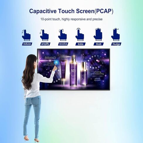 شاشة رقمية تعمل باللمس مقاس 32 بوصة، شاشة إعلانية LCD عالية السطوع 700 شمعة، لافتات رقمية داخلية، مشغل CMS/USB/WiFi/Port، شاشة مقسمة ذكية، مفتاح مؤقت 7/24، Android 11OS in Kuwait