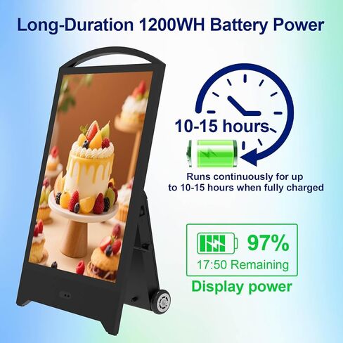 لافتات رقمية خارجية مقاس 43 بوصة، شاشة عرض LCD تعمل باللمس عالية السطوع 2000nits، مقاومة للماء IP65، مشغل CMS/USB/WiFi/Port، شاشة مقسمة، تشغيل 24/7، بطارية 1200 وات في الساعة، نظام تشغيل Android 11OS in Kuwait