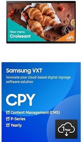 SAMSUNG 24" QBC 4K UHD Display + VXT Cloud Based Digital Signage Player, Content Management Software - P Series, 1 Year Subscription in Saudi Arabia