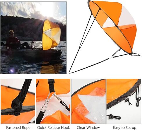 شراع كاياك الرياح قابل للنقل مقاوم للماء شراع كاياك قابل للطي من النايلون مع حقيبة تخزين لزوارق الكاياك والزوارق in Kuwait