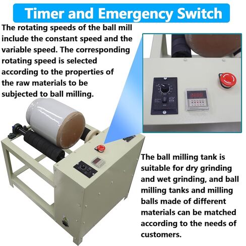 220V Ceramic Ball Mill Grinding Machine with 5L Ceramic Tank Laboratory Ball Mill Grinder with 11Lbs Alumina Ceramic Grinding Balls for Dry & Wet Grinding 120W in Saudi Arabia